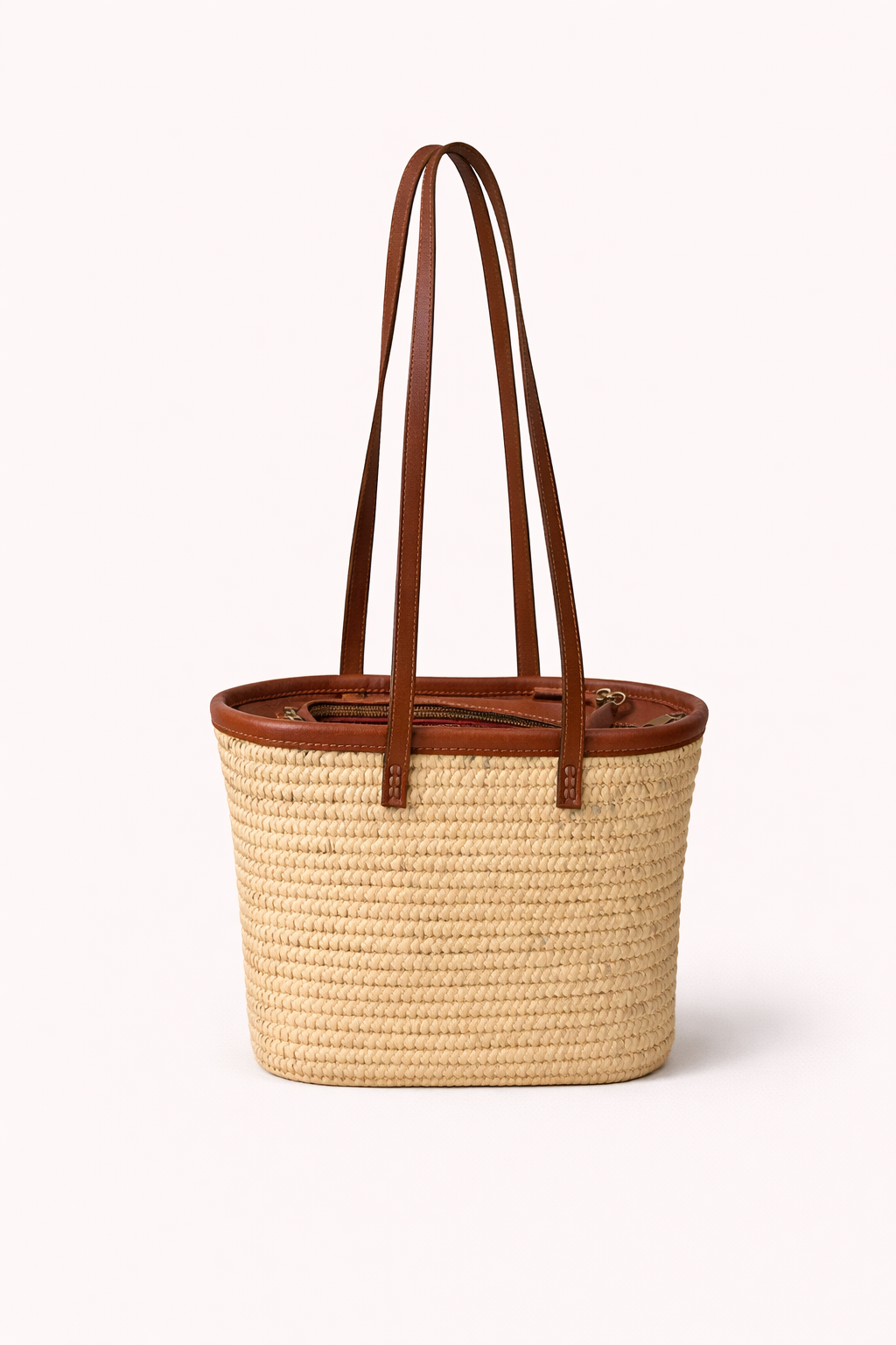 Fez Straw Tote with Leather Straps