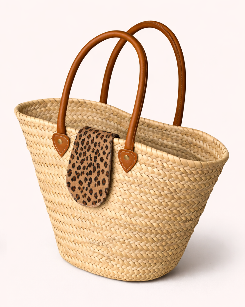 Doum Palm Basket – Leopard Hair-On Tab